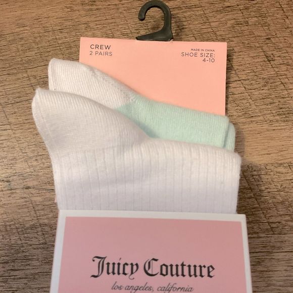 NWT. Juicy Couture Crew Socks Two Pair - Picture 2 of 4